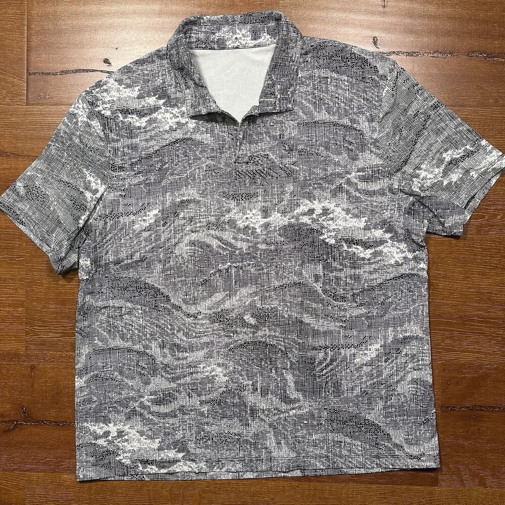 Lululemon Capacity Polo Golf Shirt Mens L Gray Short Sleeve Digital Wave City